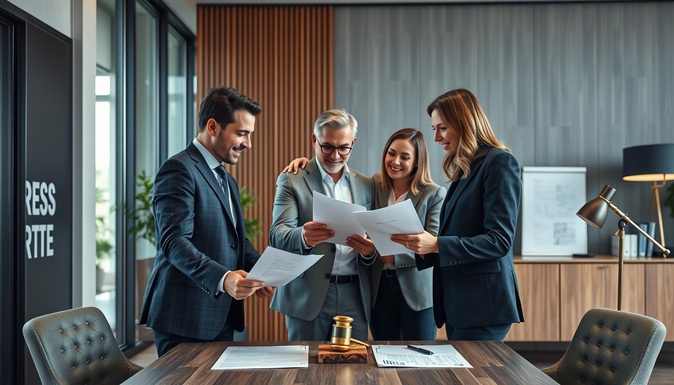 Family reviewing legal documents